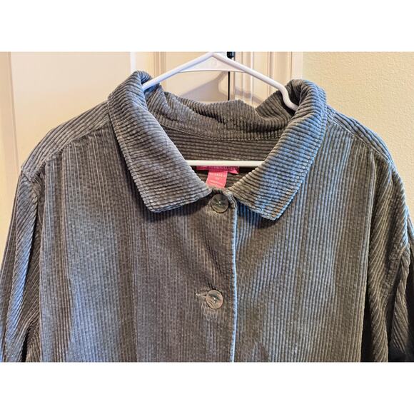 Women Within Corduroy Shacket Warm Pleat-Back Jacket Army Green Sz. 3X (30-32) - Picture 5 of 12